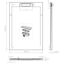 Giorgio Lux Grey Slate Effect Shower Tray - 1800 X 800 - Concealed Waste -Villeroy & Boch Sales Shop 45 7103 tech 4