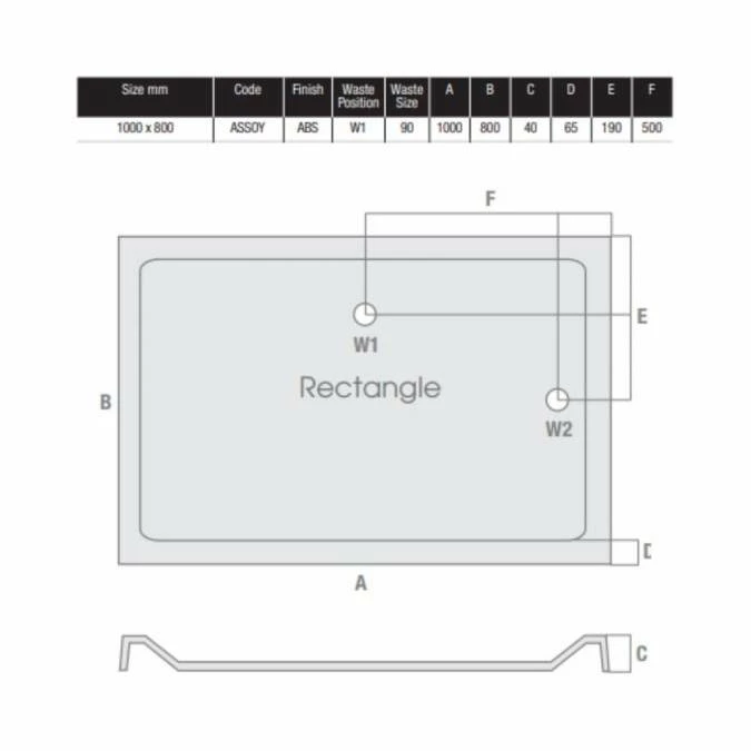 MX Elements 1000 X 800 Anti Slip Rectangular Stone Resin Shower Tray 6 MX Elements 1000 X 800 Anti Slip Rectangular Stone Resin Shower Tray - Image 4