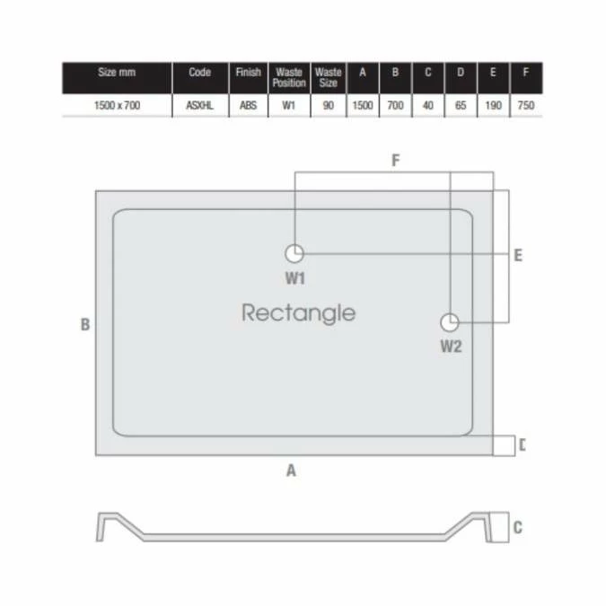 MX Elements 1500 X 700 Anti Slip Rectangular Stone Resin Shower Tray 6 MX Elements 1500 X 700 Anti Slip Rectangular Stone Resin Shower Tray - Image 4