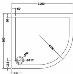 Nuie 1000 X 900 Offset Quadrant Shower Tray RH - FREE Waste -Villeroy & Boch Sales Shop NTP111 LD