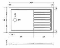 Nuie 1400 X 800 Walk-in Shower Tray - FREE Waste -Villeroy & Boch Sales Shop NTP1480