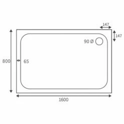 Deluxe 1600 X 800mm Rectangular Tray & Free Chrome Waste -Villeroy & Boch Sales Shop RDBS104342 LD