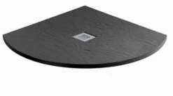 MX Minerals 1000 X 1000mm Jet Black Slate Effect Quadrant Shower Tray