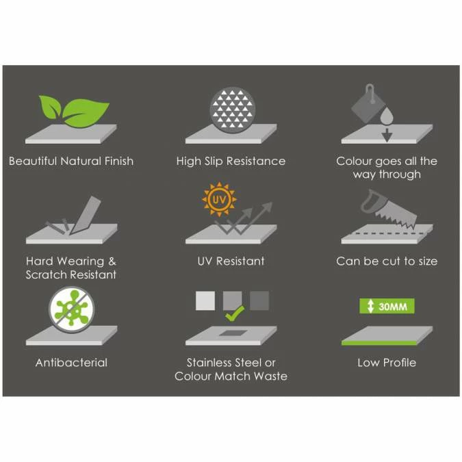 Essenza 900 X 900mm White Slate Shower Tray - Cut To Size 9 Essenza 900 X 900mm White Slate Shower Tray - Cut To Size - Image 7