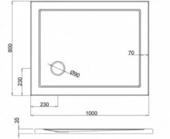Zamori Anti-Slip Rectangular Shower Tray - 1000 X 800 - Corner Waste - Z1167A -Villeroy & Boch Sales Shop zamori 1000 800 anti slip shower tray tech drawing