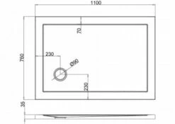 Zamori Anti-Slip Rectangular Shower Tray - 1100 X 760 - Corner Waste - Z1170A -Villeroy & Boch Sales Shop zamori 1100 760 anti slip shower tray tech drawing
