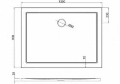 Zamori Anti-Slip Rectangular Shower Tray - 1200 X 900 - Central Waste - Z1176A -Villeroy & Boch Sales Shop zamori 1200 900 anti slip shower tray tech drawing