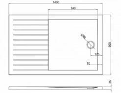 Zamori Anti-Slip Walk-In Rectangular Shower Tray 1400 X 900mm Central Waste - Z1186A 11 Zamori Anti-Slip Walk-In Rectangular Shower Tray 1400 X 900mm Central Waste - Z1186A -Villeroy & Boch Sales Shop zamori 1400 900 Walk in anti slip shower tray tech drawing z1186a