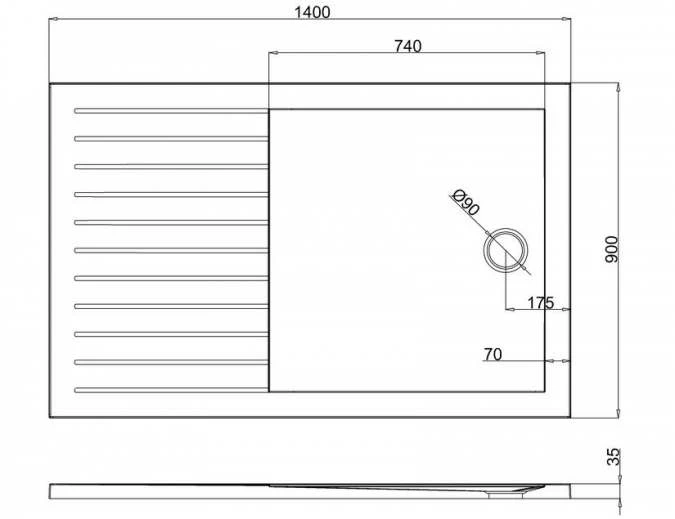 Zamori Anti-Slip Walk-In Rectangular Shower Tray 1400 X 900mm Central Waste - Z1186A 7 Zamori Anti-Slip Walk-In Rectangular Shower Tray 1400 X 900mm Central Waste - Z1186A - Image 5