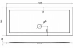 Zamori Anti-Slip Rectangular Shower Tray - 1600 X 700 - Central Waste - Z1182A -Villeroy & Boch Sales Shop zamori 1600 700 anti slip shower tray tech drawing