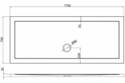 Zamori Anti-Slip Rectangular Shower Tray - 1700 X 700 - Central Waste - Z1183A -Villeroy & Boch Sales Shop zamori 1700 700 anti slip shower tray tech drawing