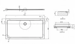 Zamori Anti-Slip Rectangular Shower Tray - 1700 X 900 - Central Waste - Z1341A -Villeroy & Boch Sales Shop zamori 1700 900 anti slip shower tray tech drawing